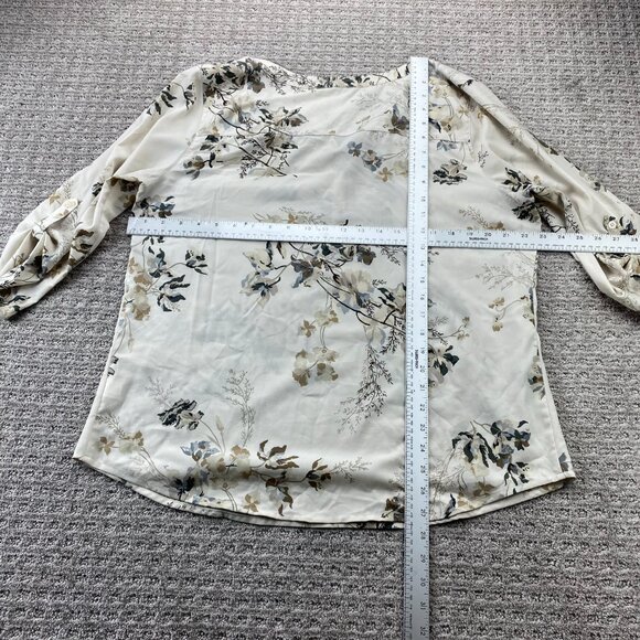 Croft & Barrow Blouse Top Women Size Extra Large XL Beige Floral Top Shirt - Picture 9 of 11